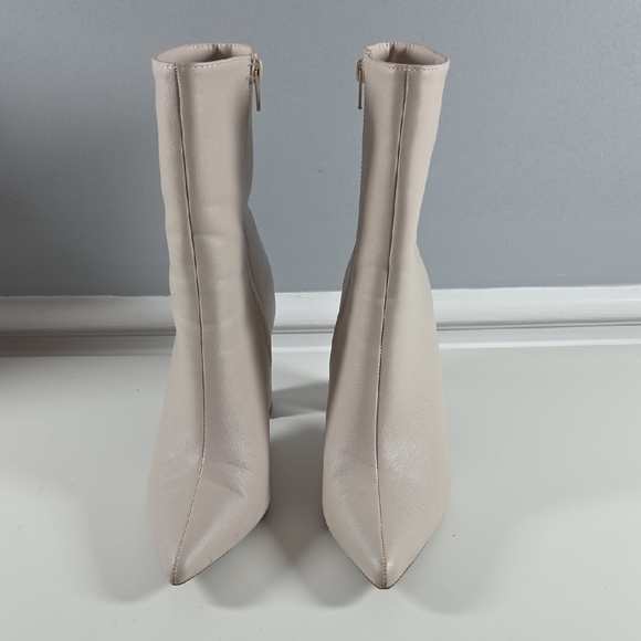 BAMBOO Cream Heeled Boots - Picture 3 of 6